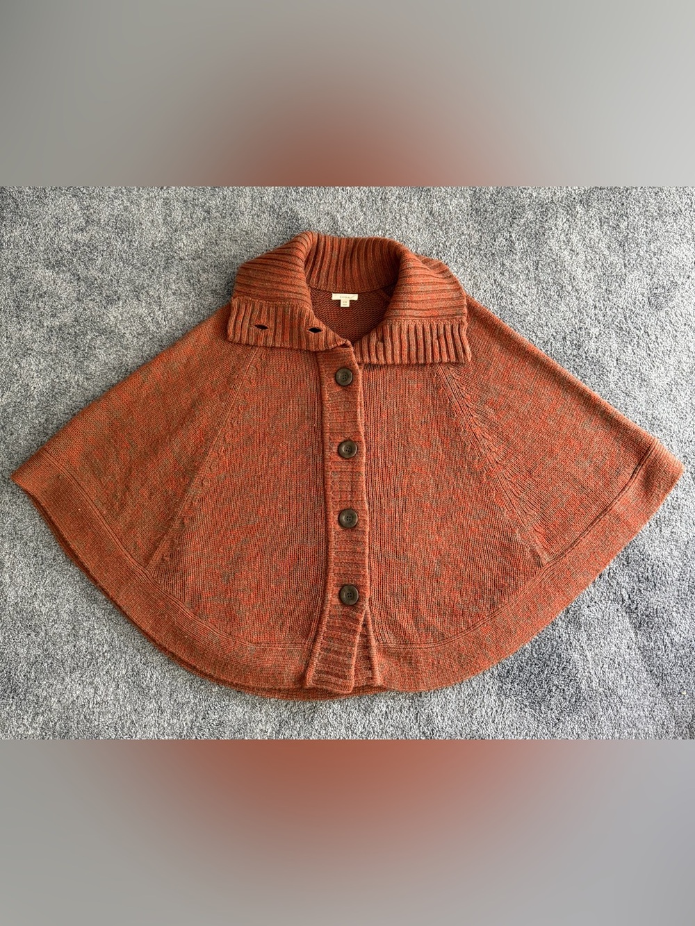 Caslon Rust Orange Button-Front Knit Poncho